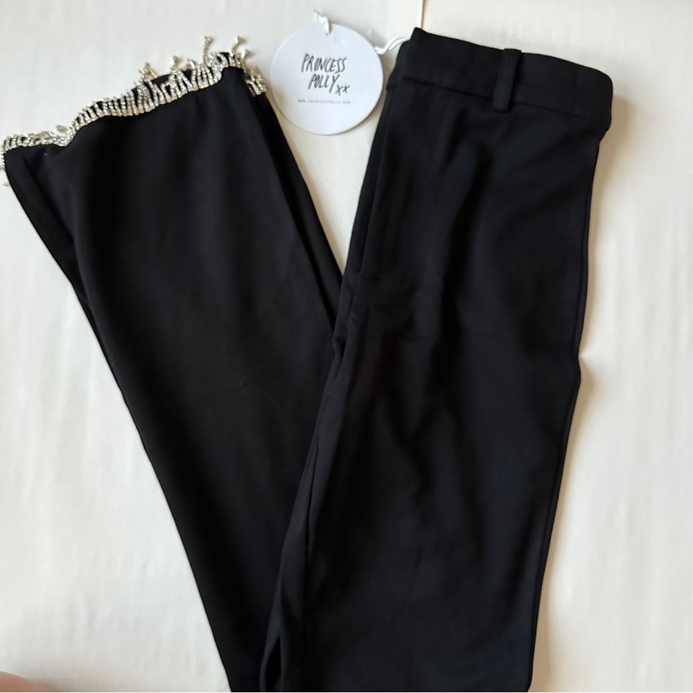 Princess Polly Black and Silver Flare Pants